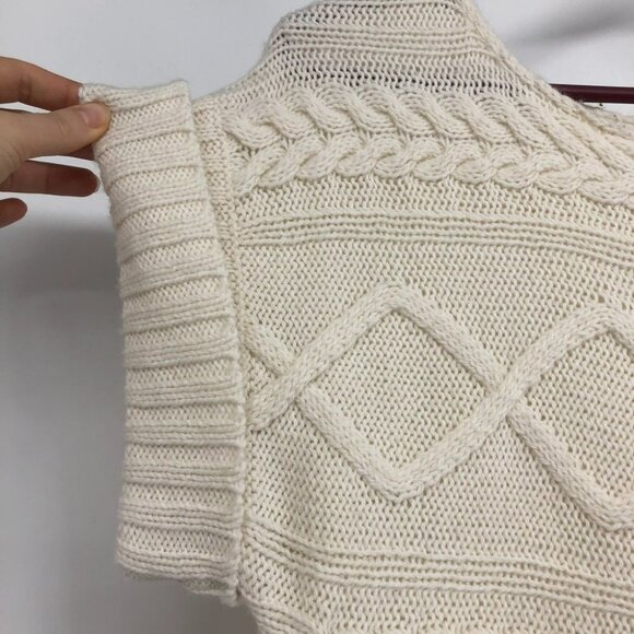 RW&Co Creme cable  knit turtleneck shirt sleeve sweater small - Picture 8 of 12